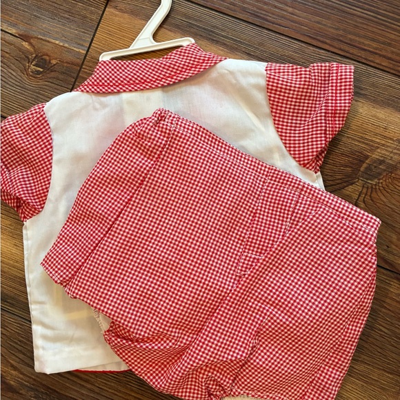 Vintage Cradle Togs My 1st Christmas Red Gingham Baby Outfit 0–6 Months - Picture 9 of 10